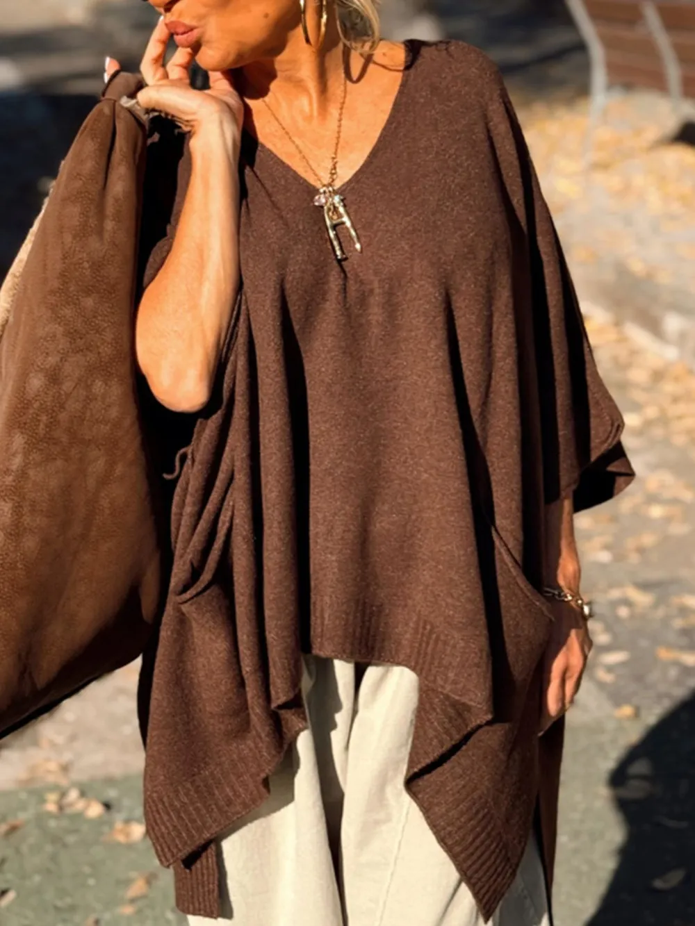 Ribbed Hem V-Neck Sweater, image 19