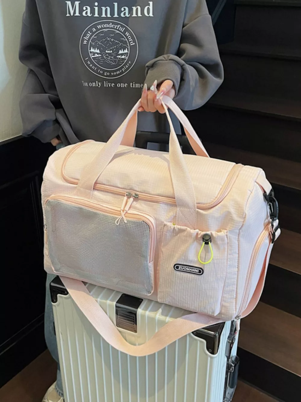 Drawstring Multi Pockets Travel Bag, image 7