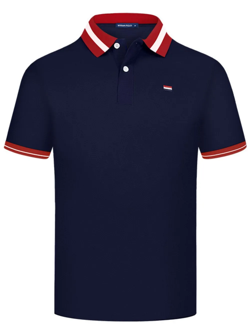Men's Plus Size Striped Collar Short Sleeve Polo, image 3