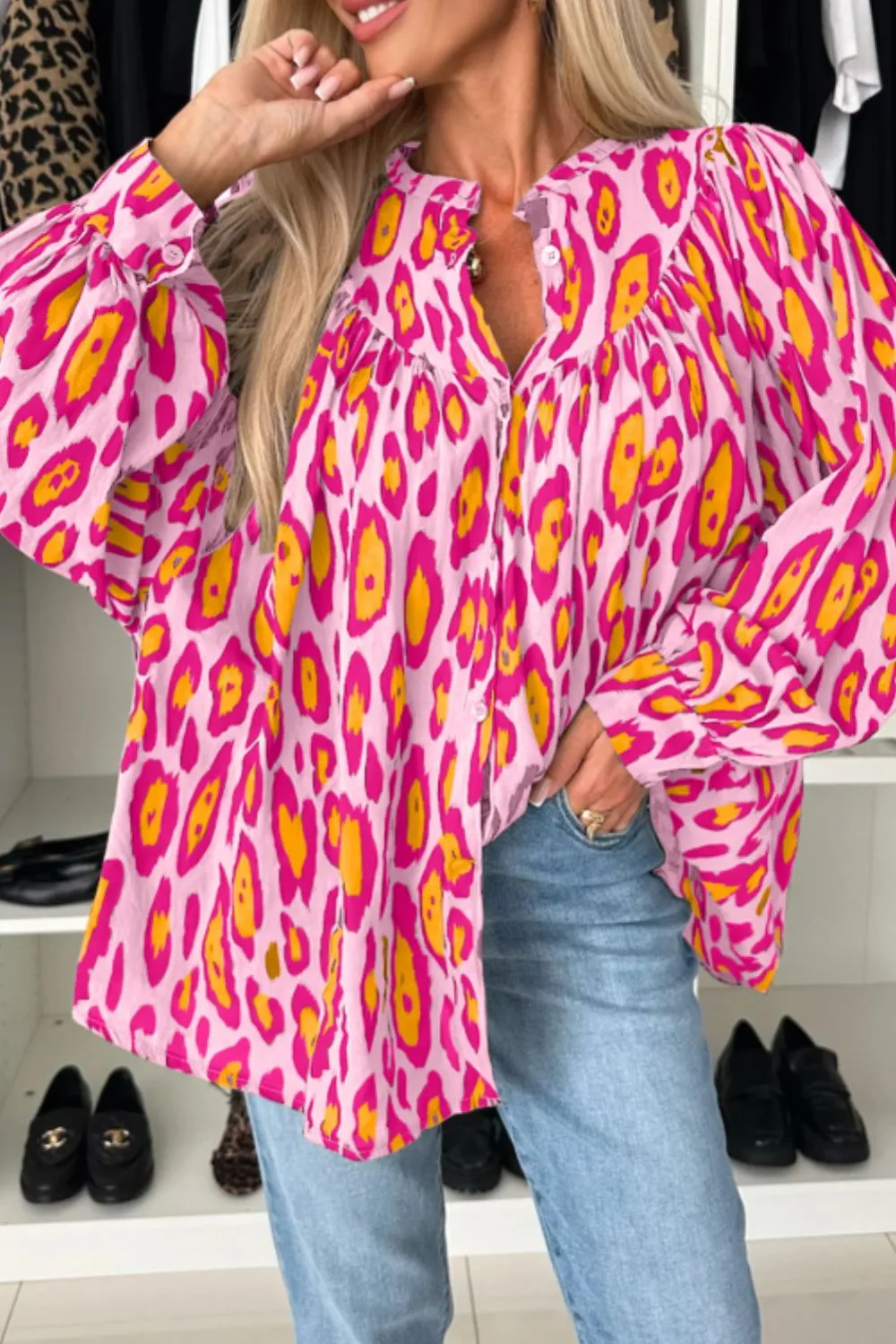 Leopard Print Button Down Long Sleeve Shirt, image 12