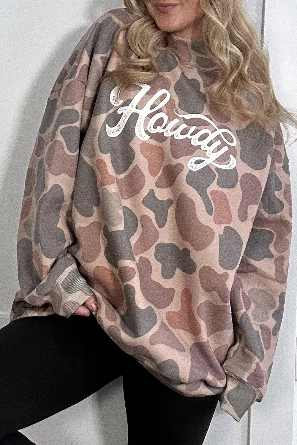 Plus Size Multicolour Camouflage Western Graphic Sweatshirt, image 4