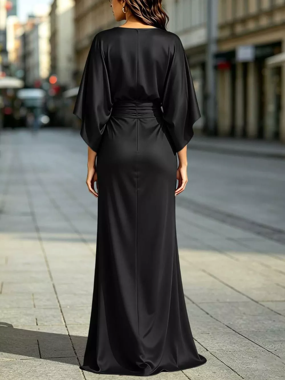 Ruched Waist Maxi Dress with Pockets, image 24