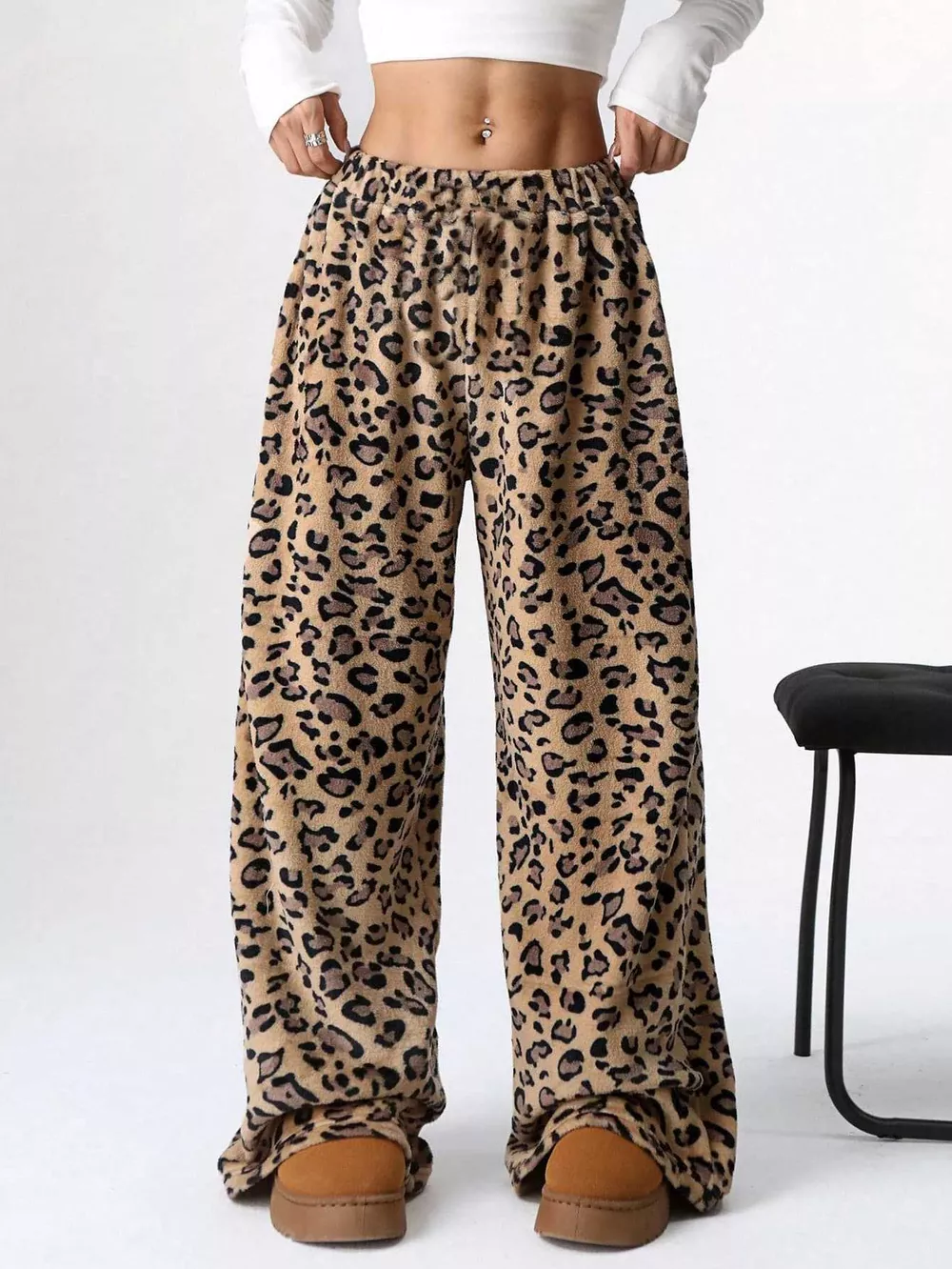 Leopard Wide Leg Plush Pants, image 25