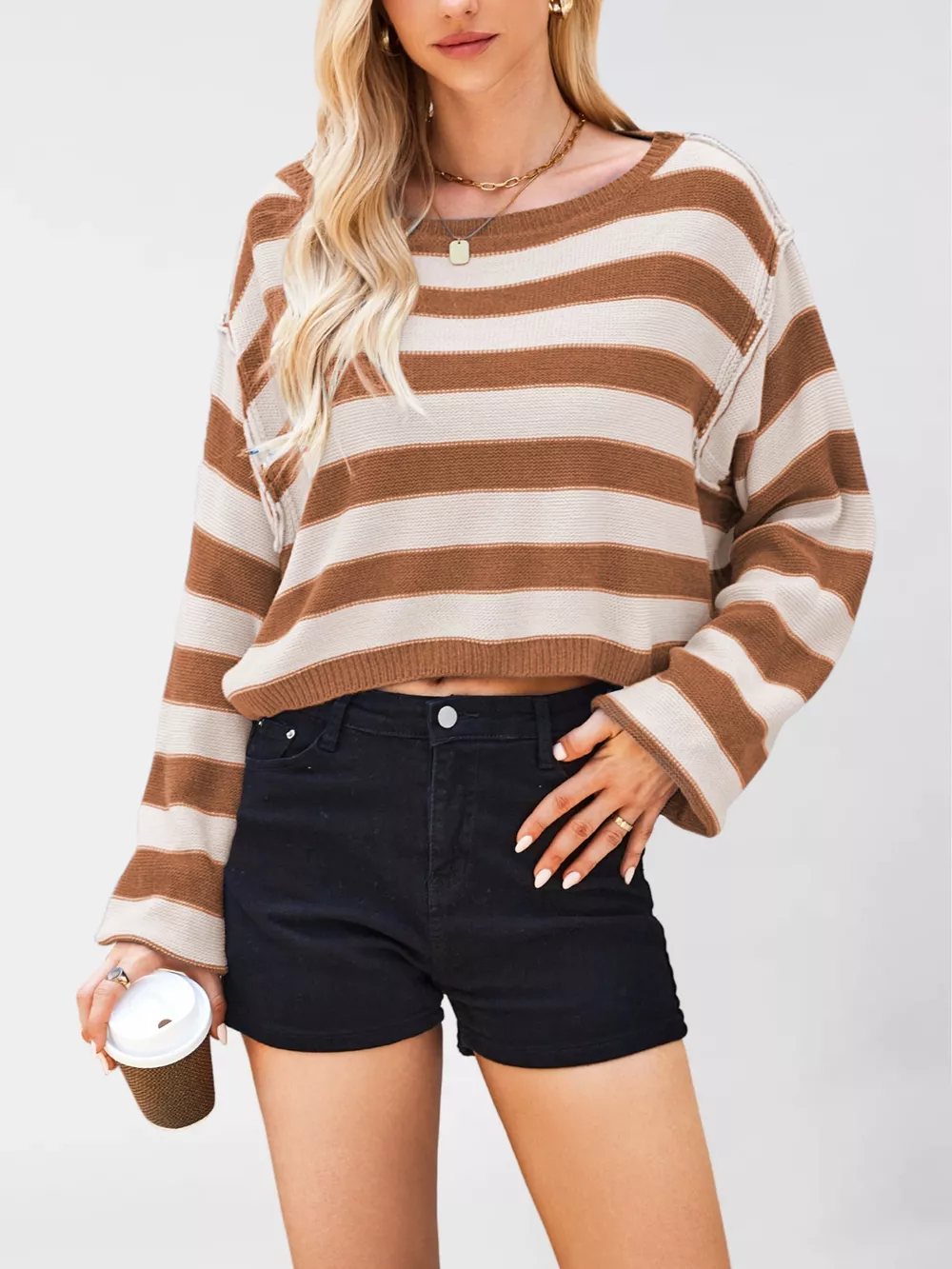Striped Dropped Shoulder Sweater, image 11