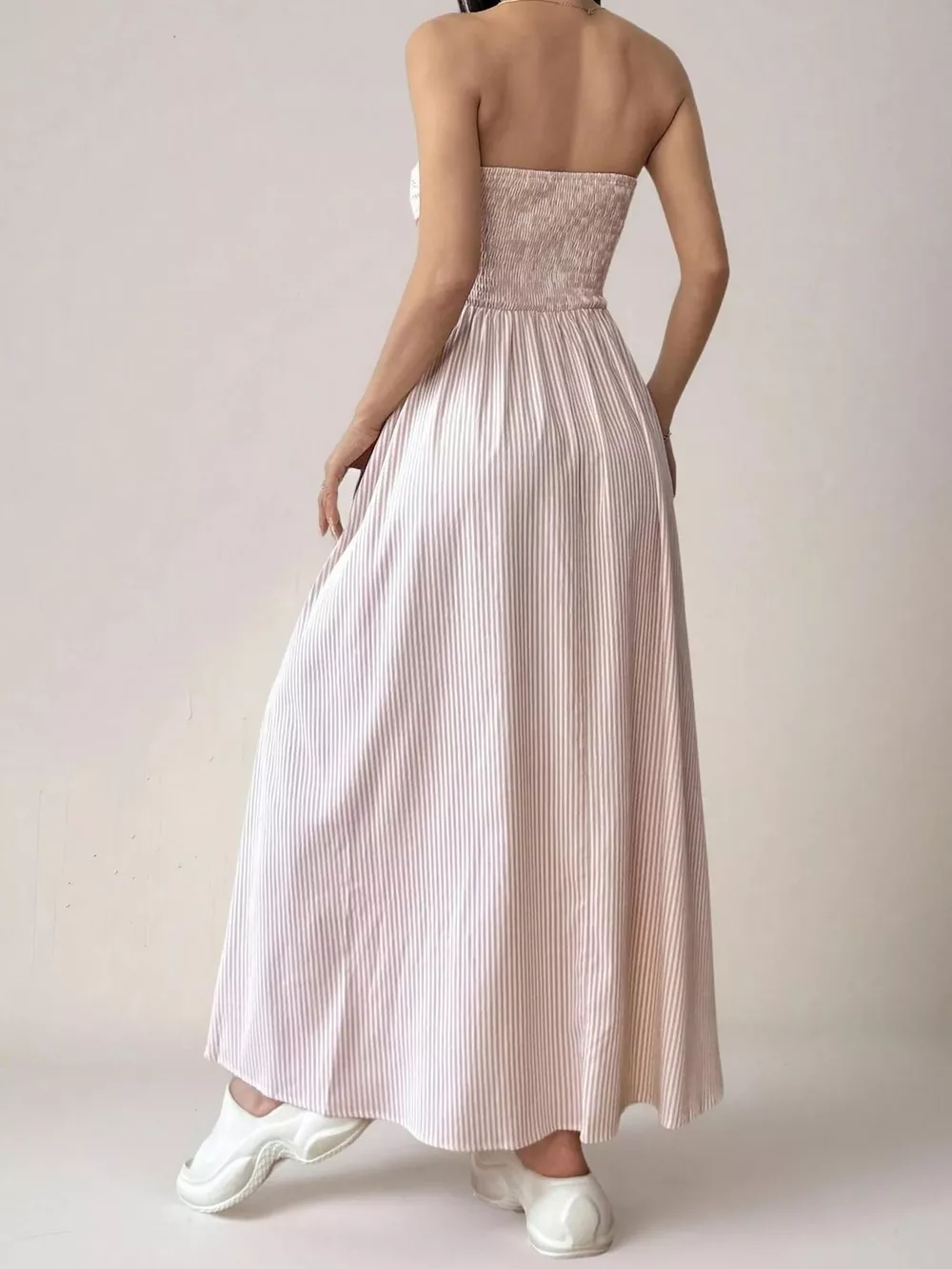 Striped Strapless Casual Maxi Dress, image 14