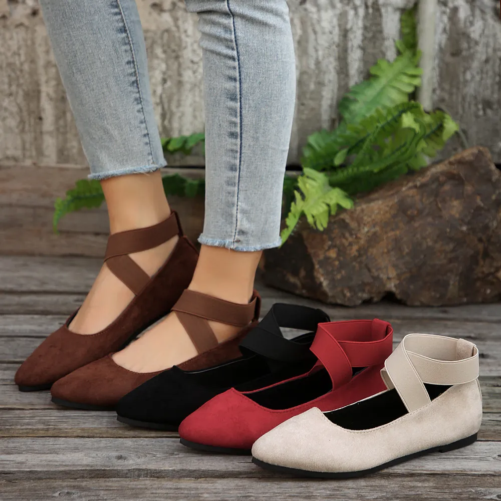 Crisscross Point Toe Flat Slip-Ons, image 2