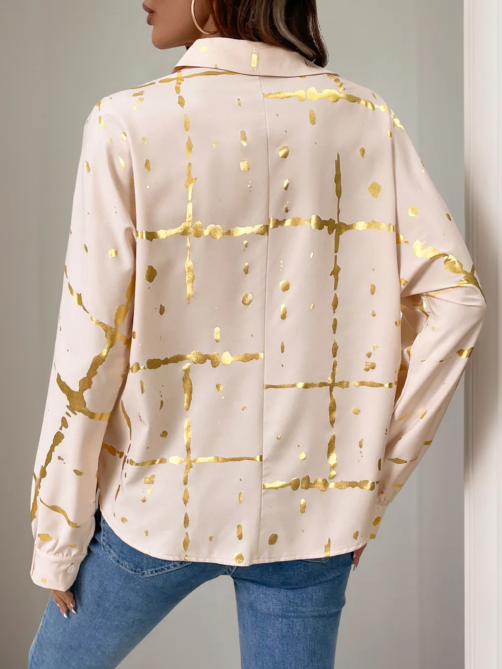 Printed Collared Neck Long Sleeve Shirt, image 7