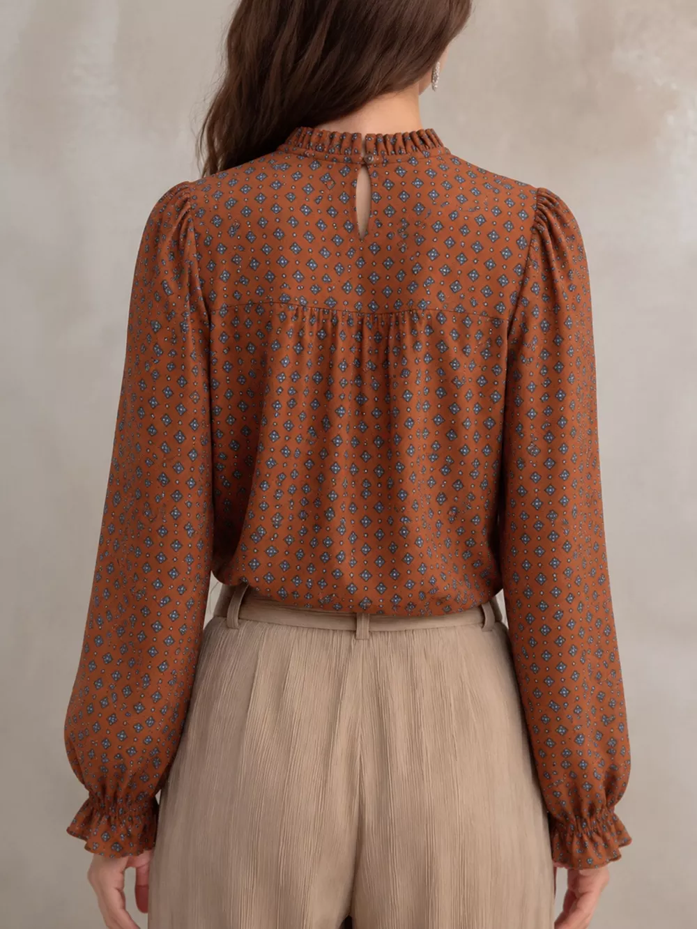 Printed Flounce Sleeve Blouse, image 3