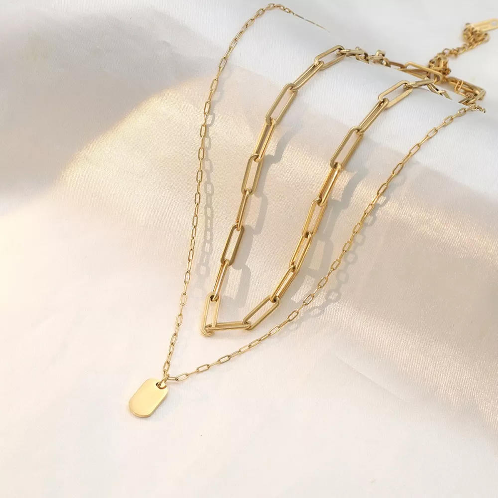 18K Gold-Plated Double Layered Necklace, image 10