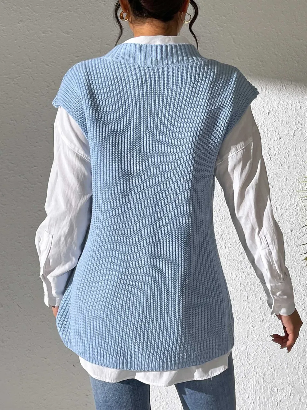 Pearl Trim V-Neck Sweater Vest, image 6