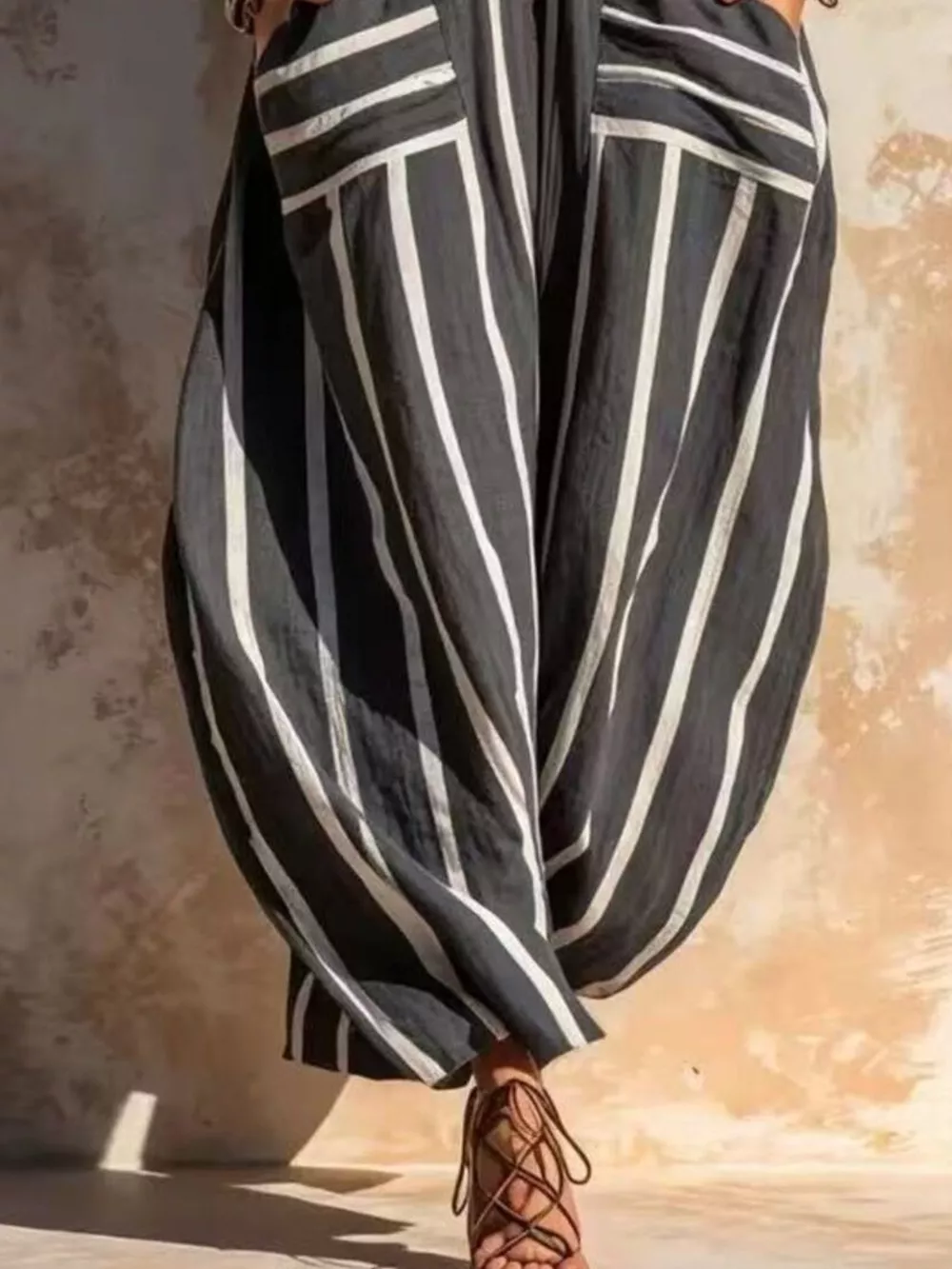 Striped V-Neck Sleeveless Wide-Leg Jumpsuit, image 10
