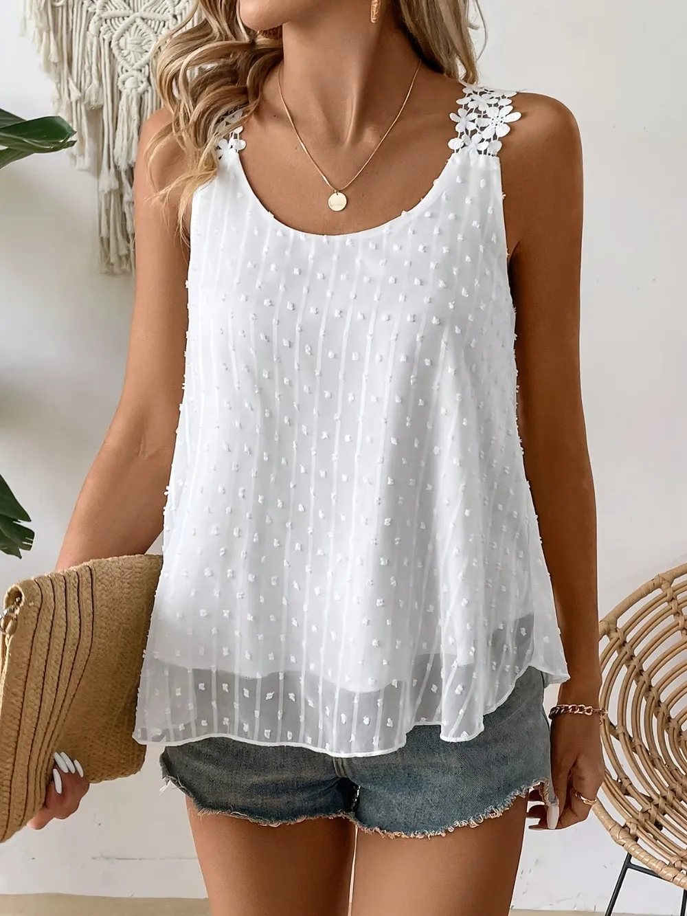 Swiss Dot Scoop Neck Cami, image 5