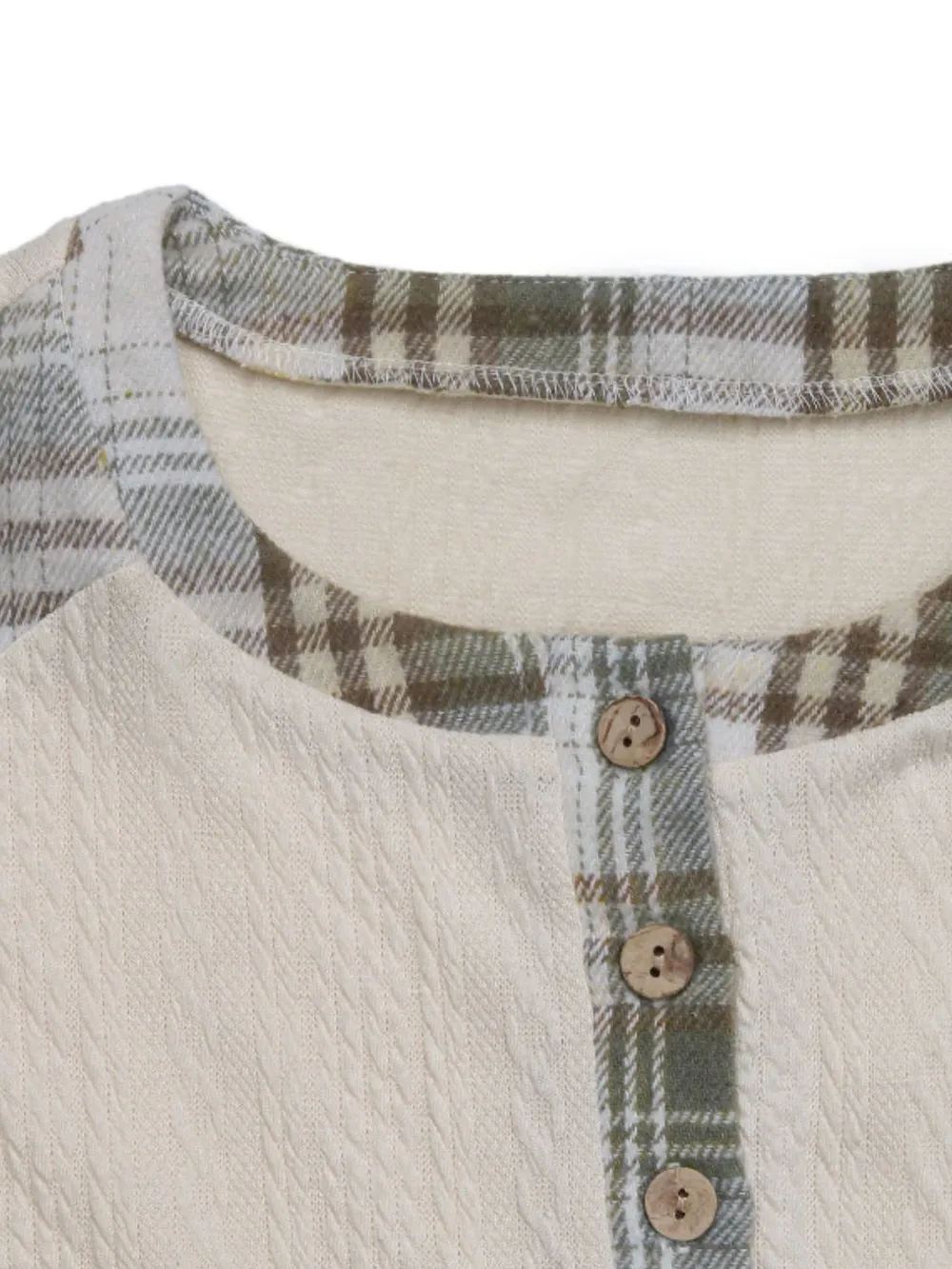 Plaid Half Button Long Sleeve T-Shirt, image 6