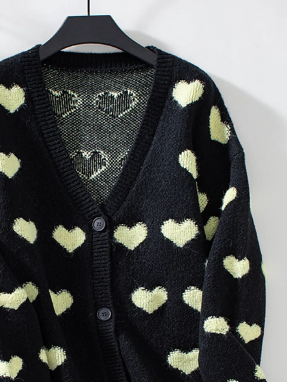 Heart V-Neck Button Up Long Sleeve Cardigan, image 8