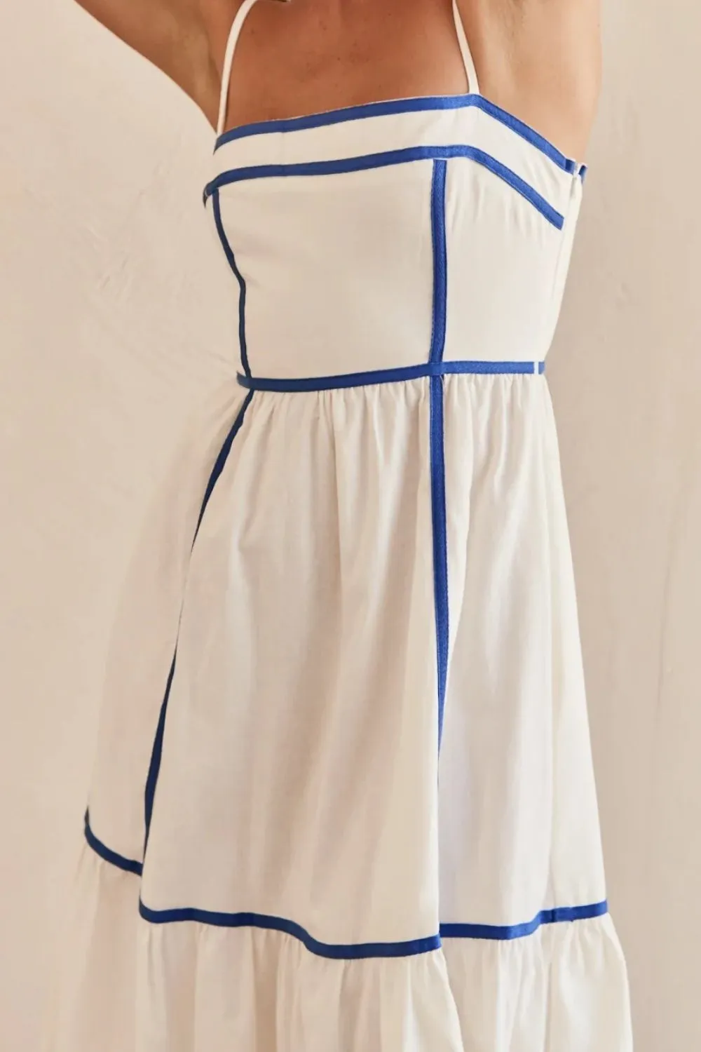 Contrast Trim Square Neck Midi Cami Dress, image 6