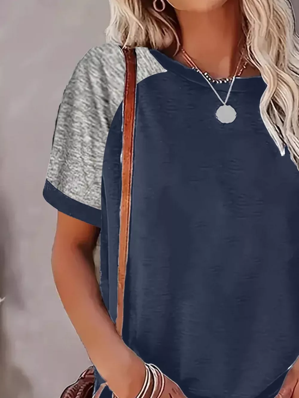Plus Size Casual Color Block Raglan Sleeve T-Shirt, image 2