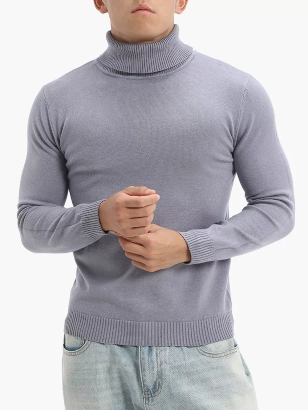 Men's Plus Size Turtleneck Long Sleeve Sweater, image 9