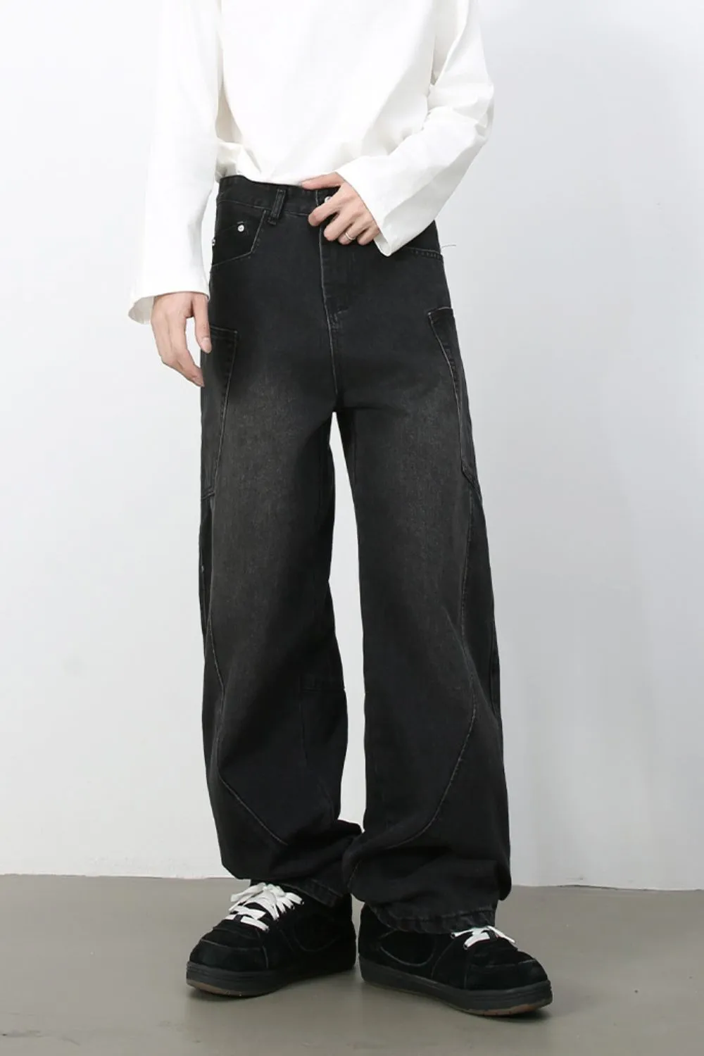 Men's Wide Leg Jeans with Pockets, image 5