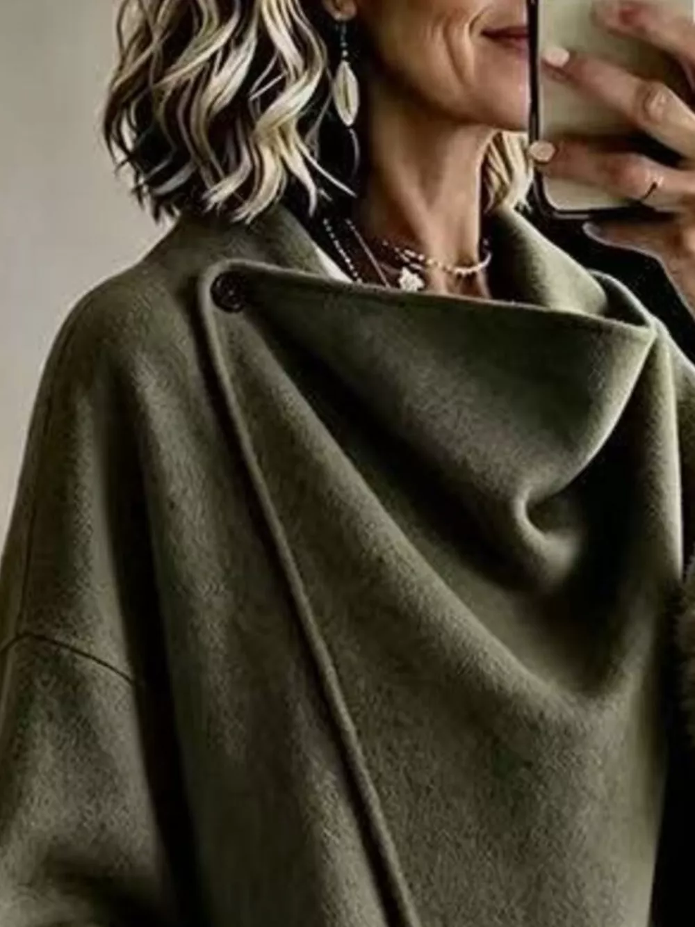 Full Size Elegant Asymmetric Faux Fur Cuff Outerwear Plus Size, image 14