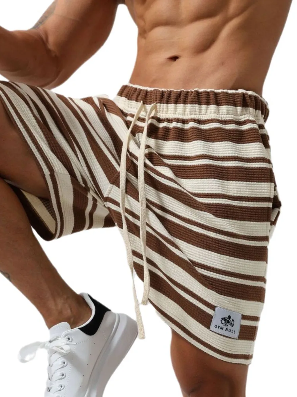 Men's Plus Size Drawstring Striped Shorts, image 6
