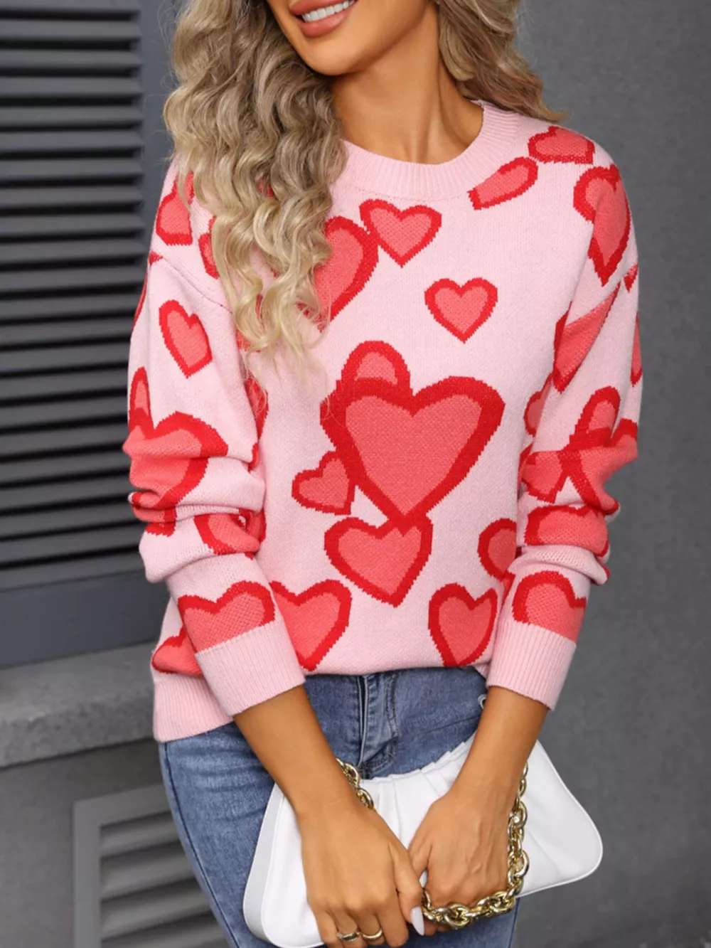 Valentine's Day Heart Crew Neck Sweater, image 4