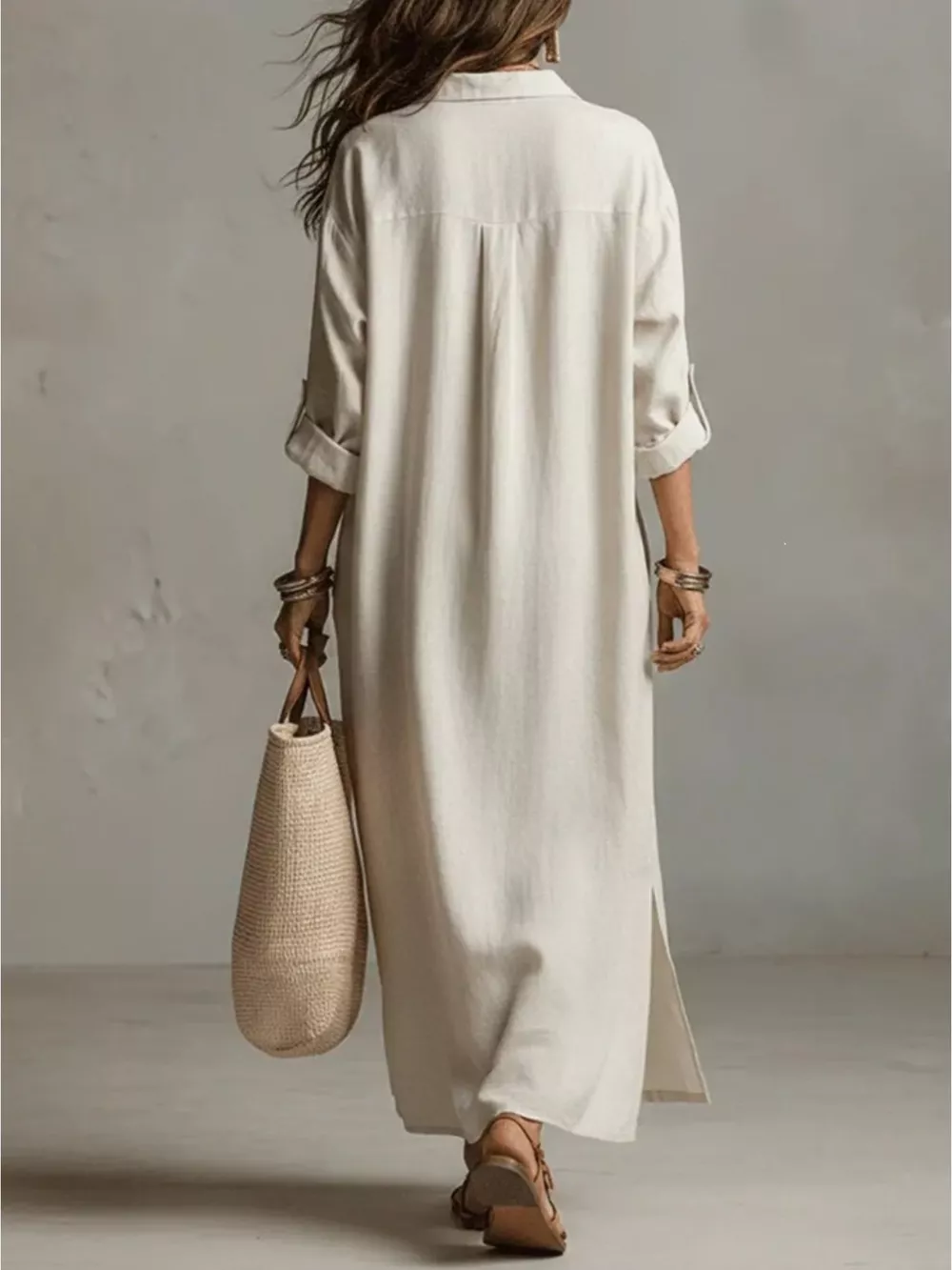 Full Size Casual Midi Shirt Dress Plus Size, image 4