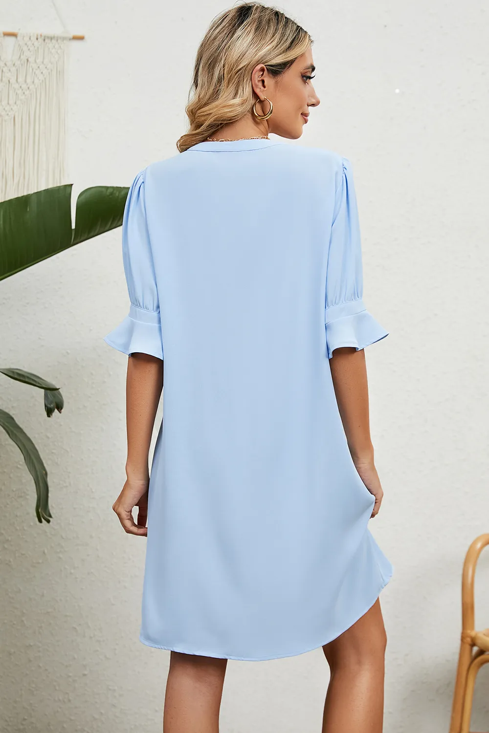 Notched Flounce Sleeve Mini Dress, image 15