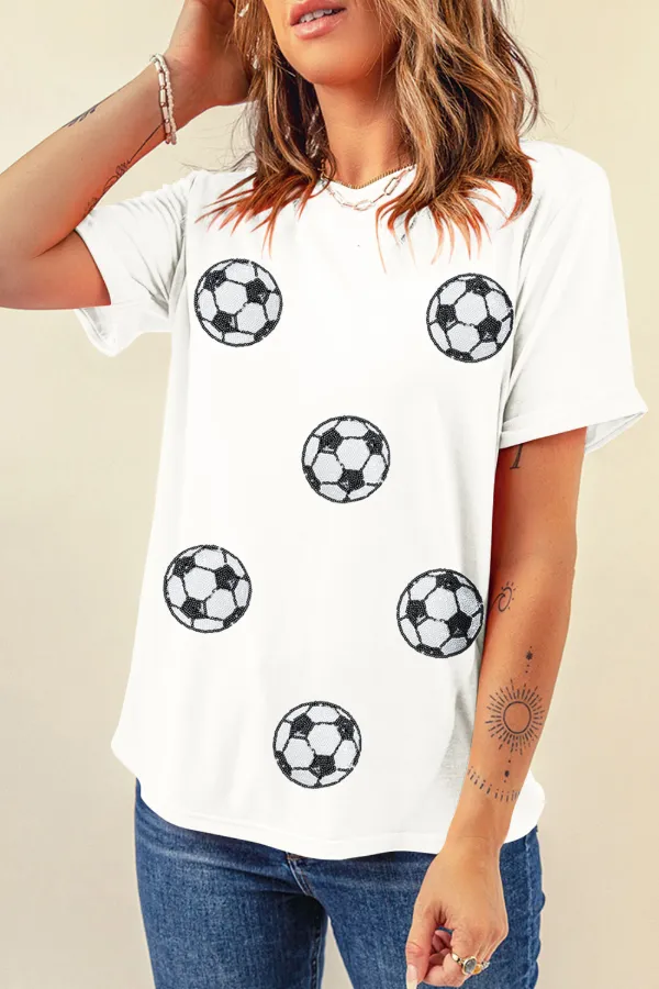 Football Round Neck Short Sleeve T Shirt, image 13