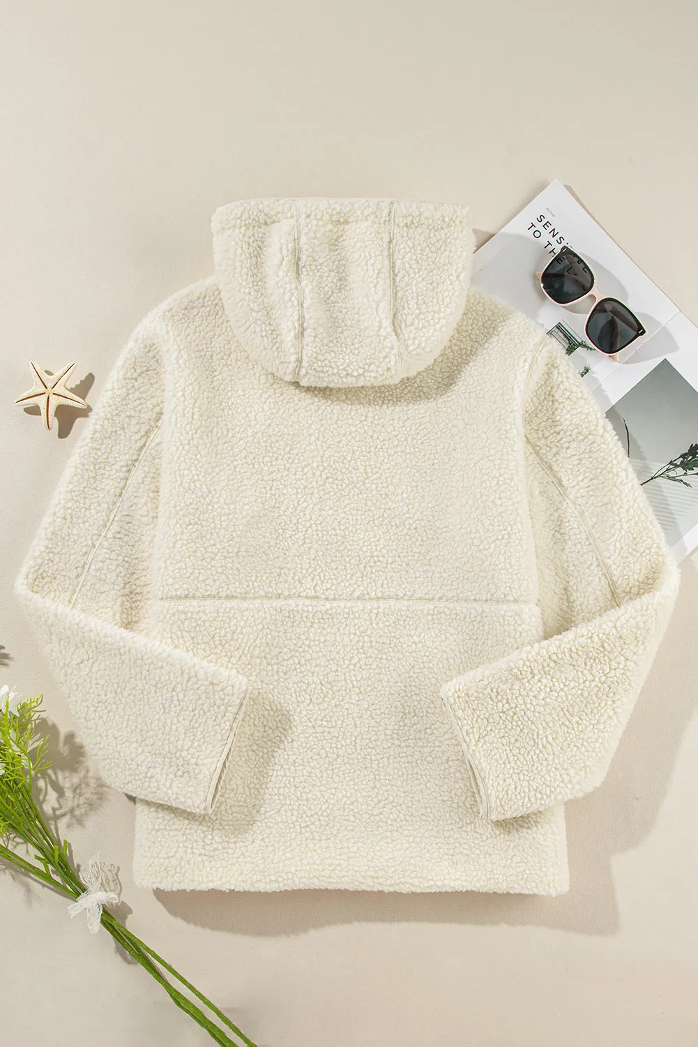 Drawstring Zip Up Long Sleeve Hooded Jacket, image 5
