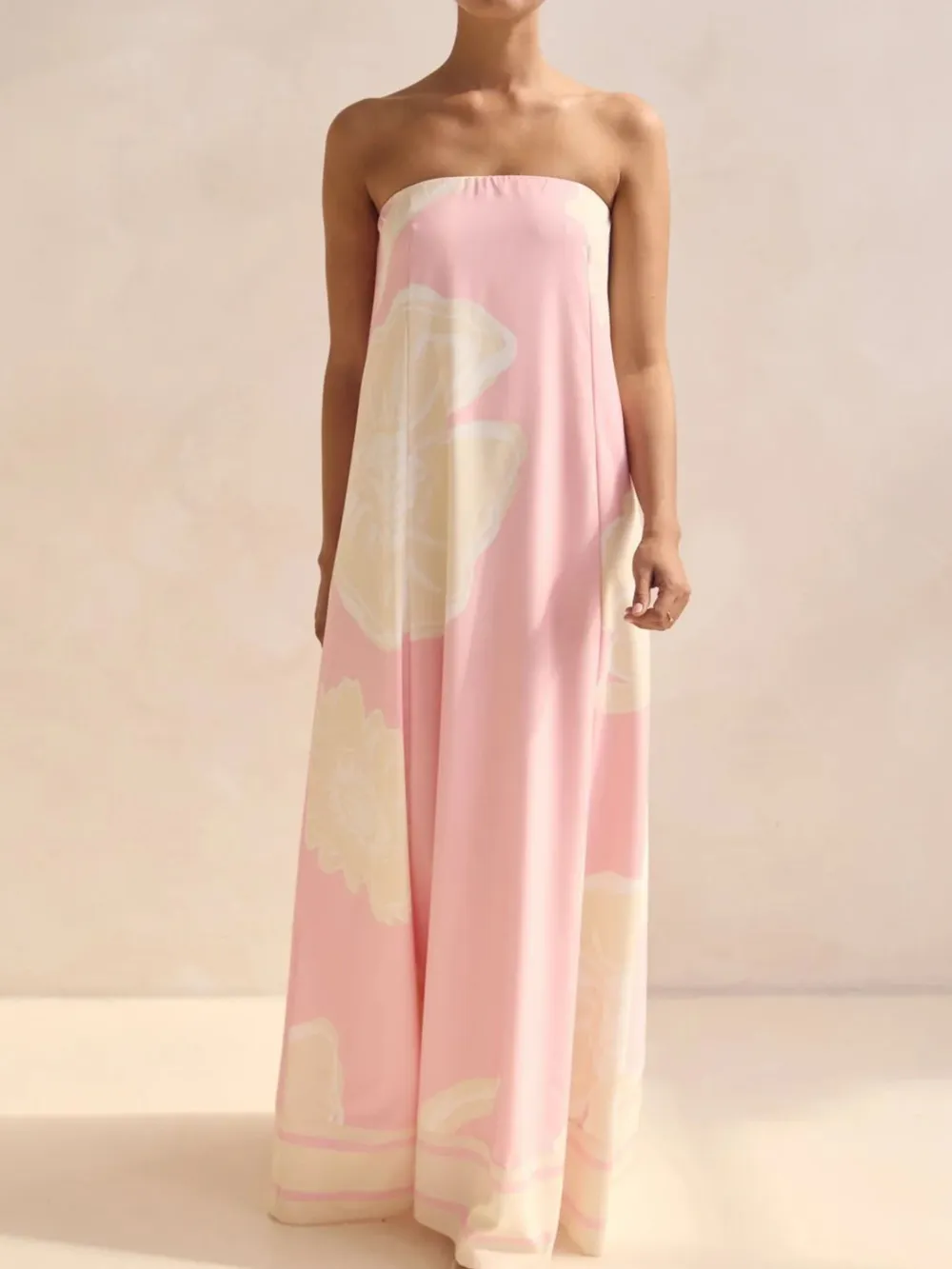 Smocked Printed Tube Maxi Dress, image 29