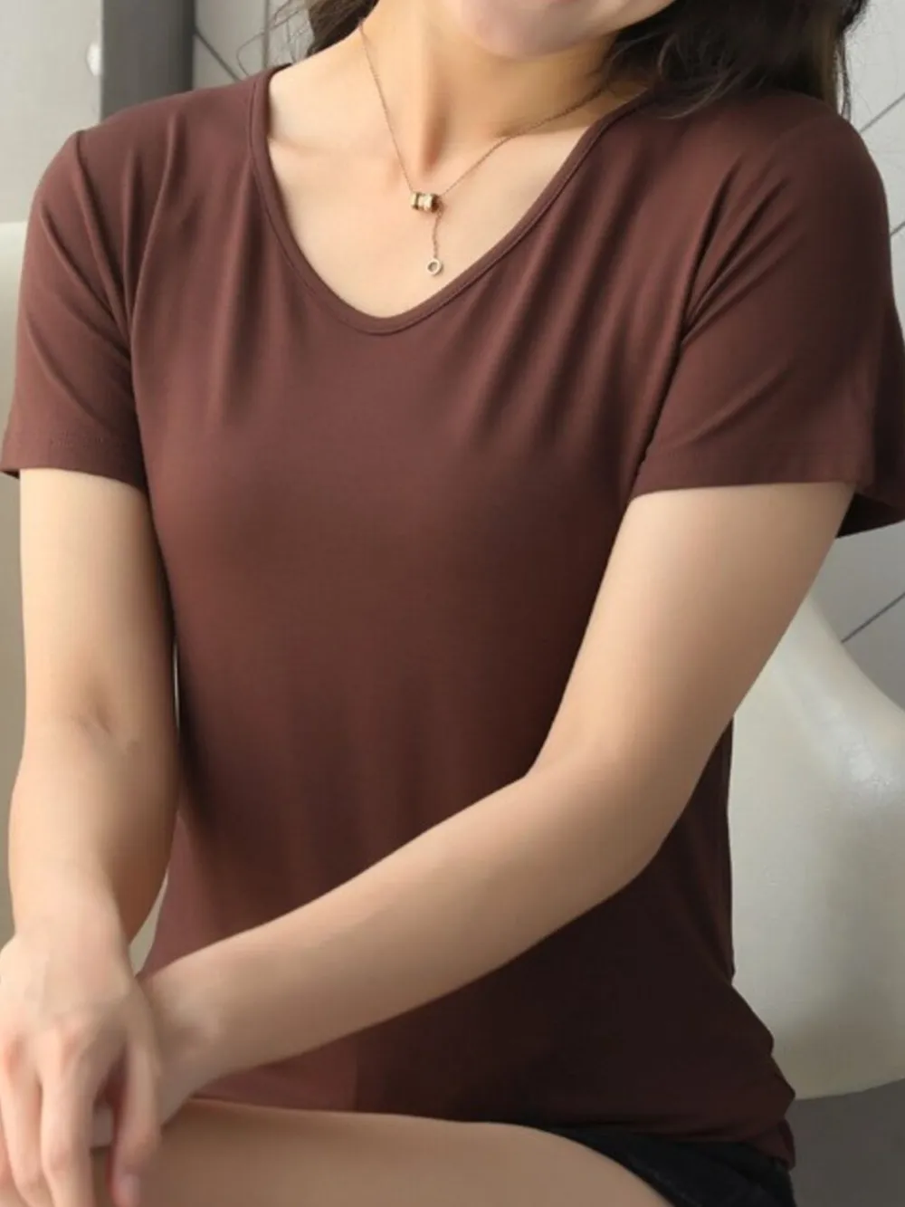 V-Neck Short Sleeve T-Shirt, image 19