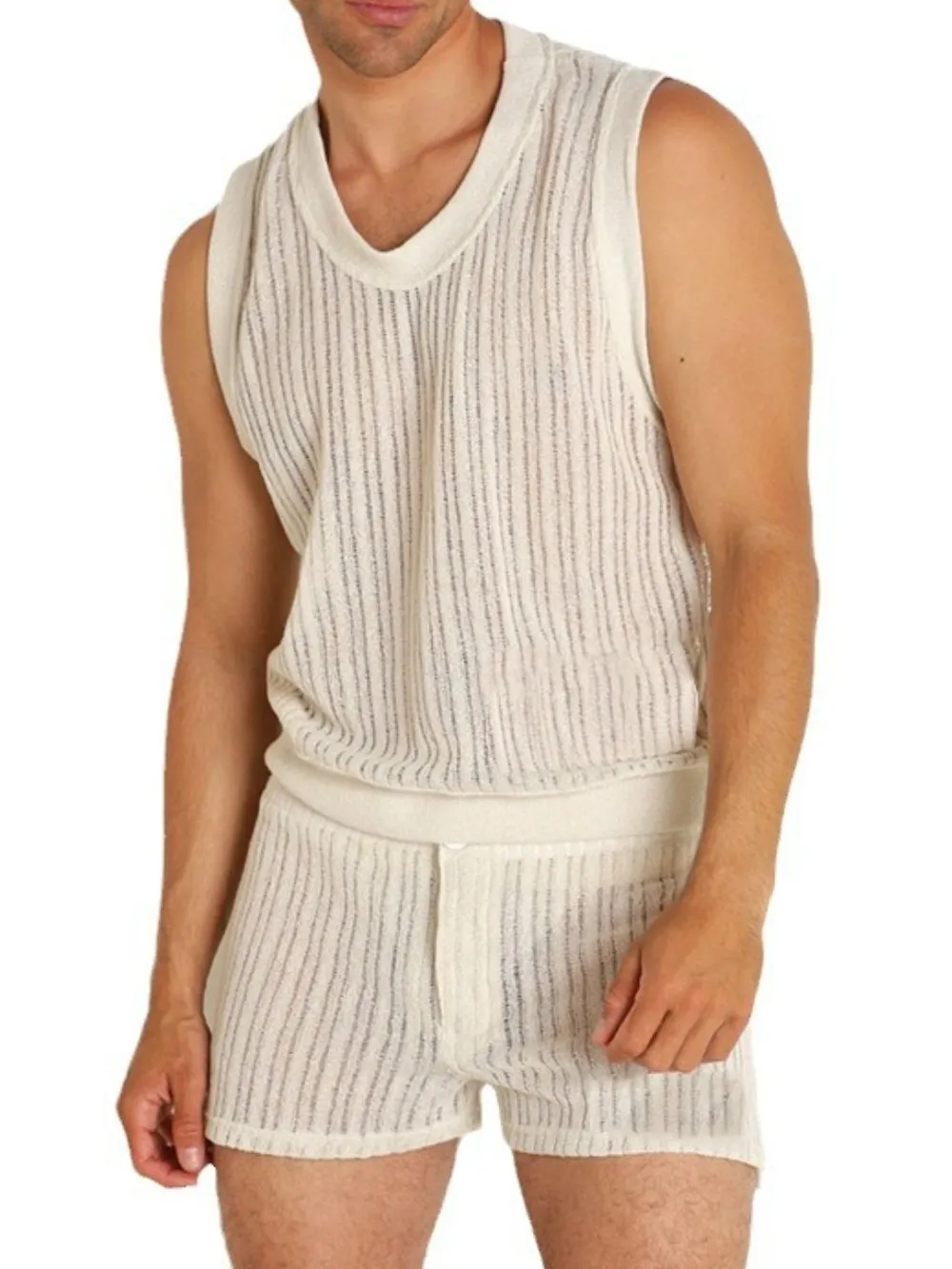 Men's Full Size Round Neck Tank and Shorts Set Plus Size, image 5