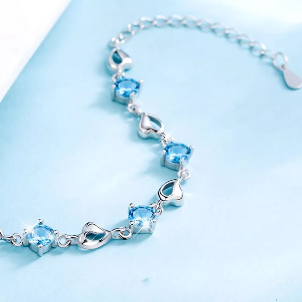 925 Sterling Silver Crystal Bracelet, image 6