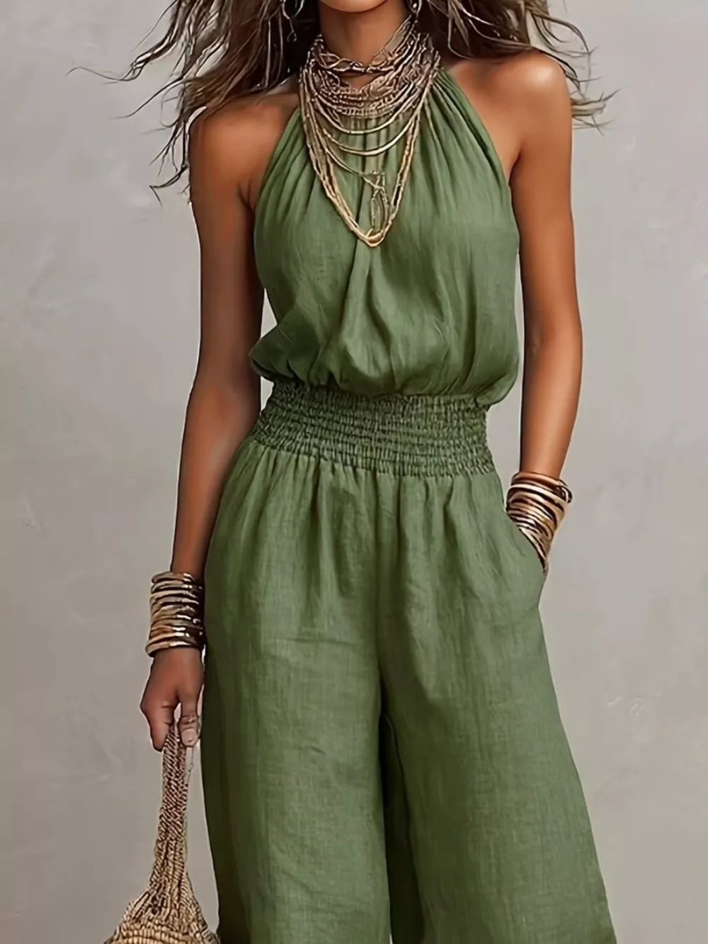 Elegant Halter Neck Wide-Leg Jumpsuit, image 8