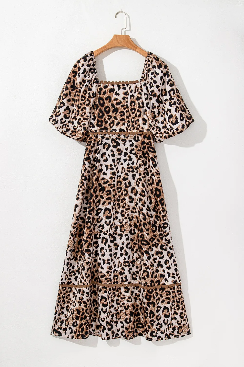 Leopard Square Neck Puff Sleeve Maxi Dress, image 9