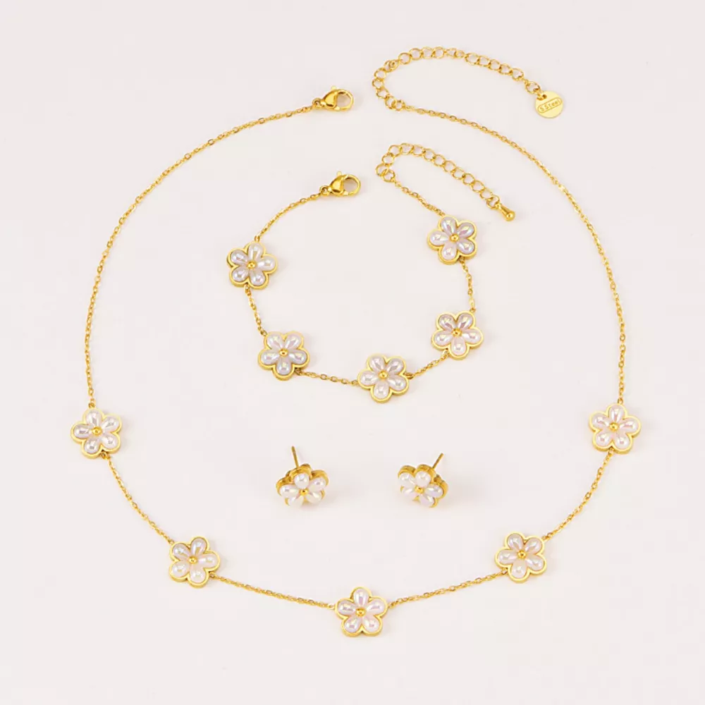 18K Gold-Plated Flower Jewelry Set, image 4