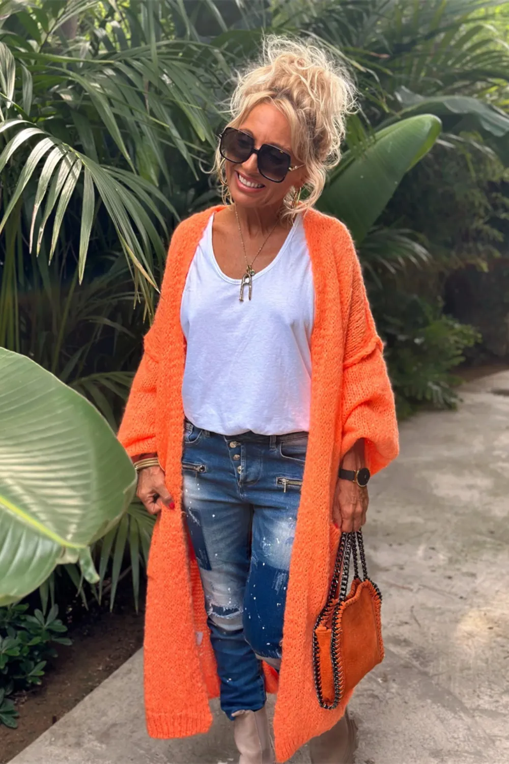 Letter Dropped Shoulder Long Sleeve Cardigan, image 33