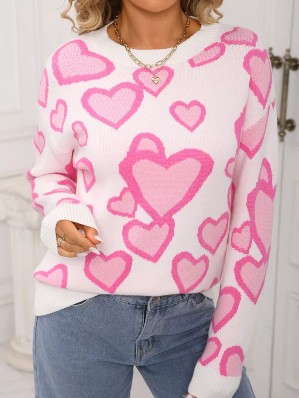 Valentine's Day Heart Crew Neck Sweater, image 7