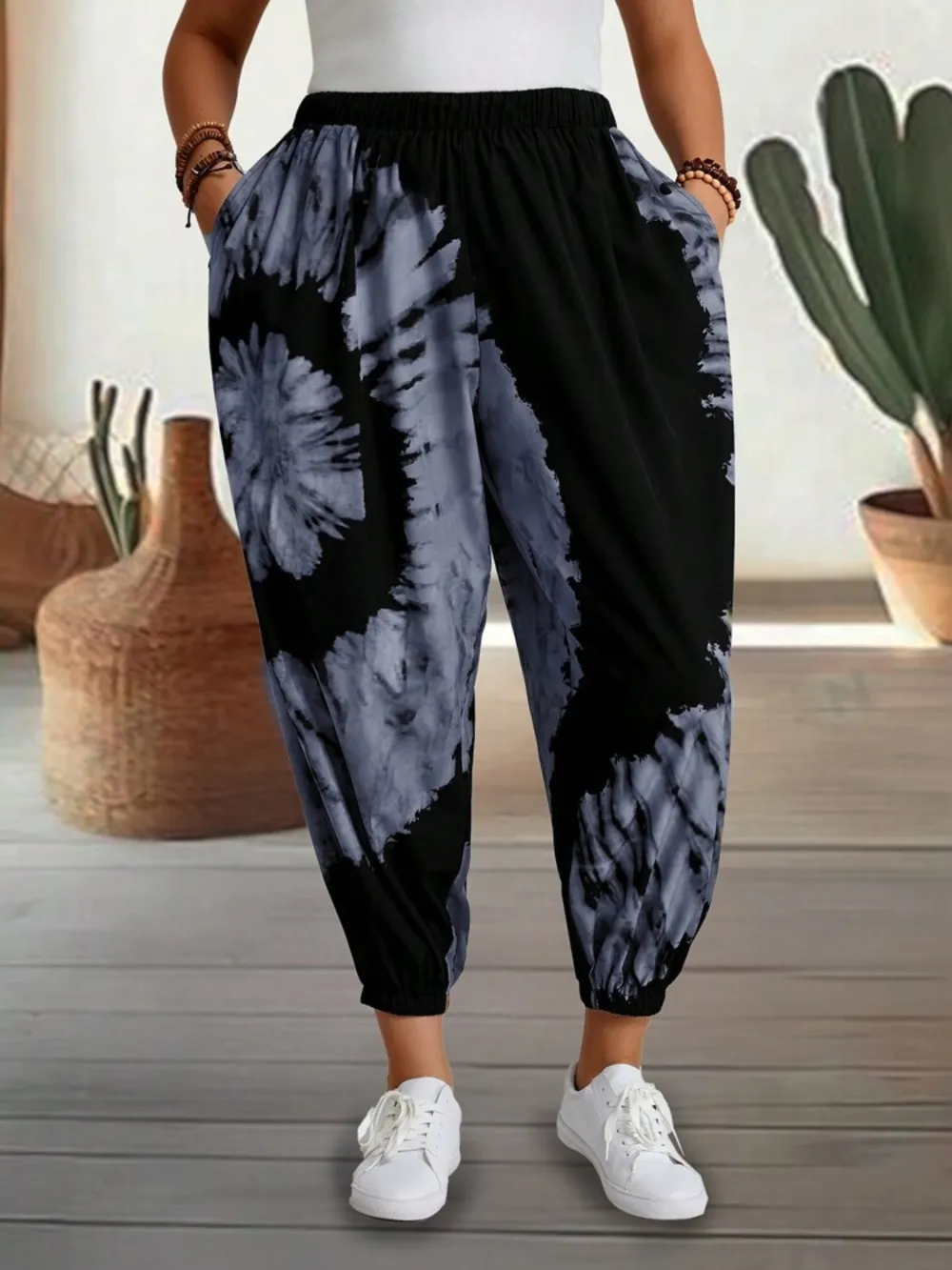 Tie-Dye Elastic Waist Pants, image 9