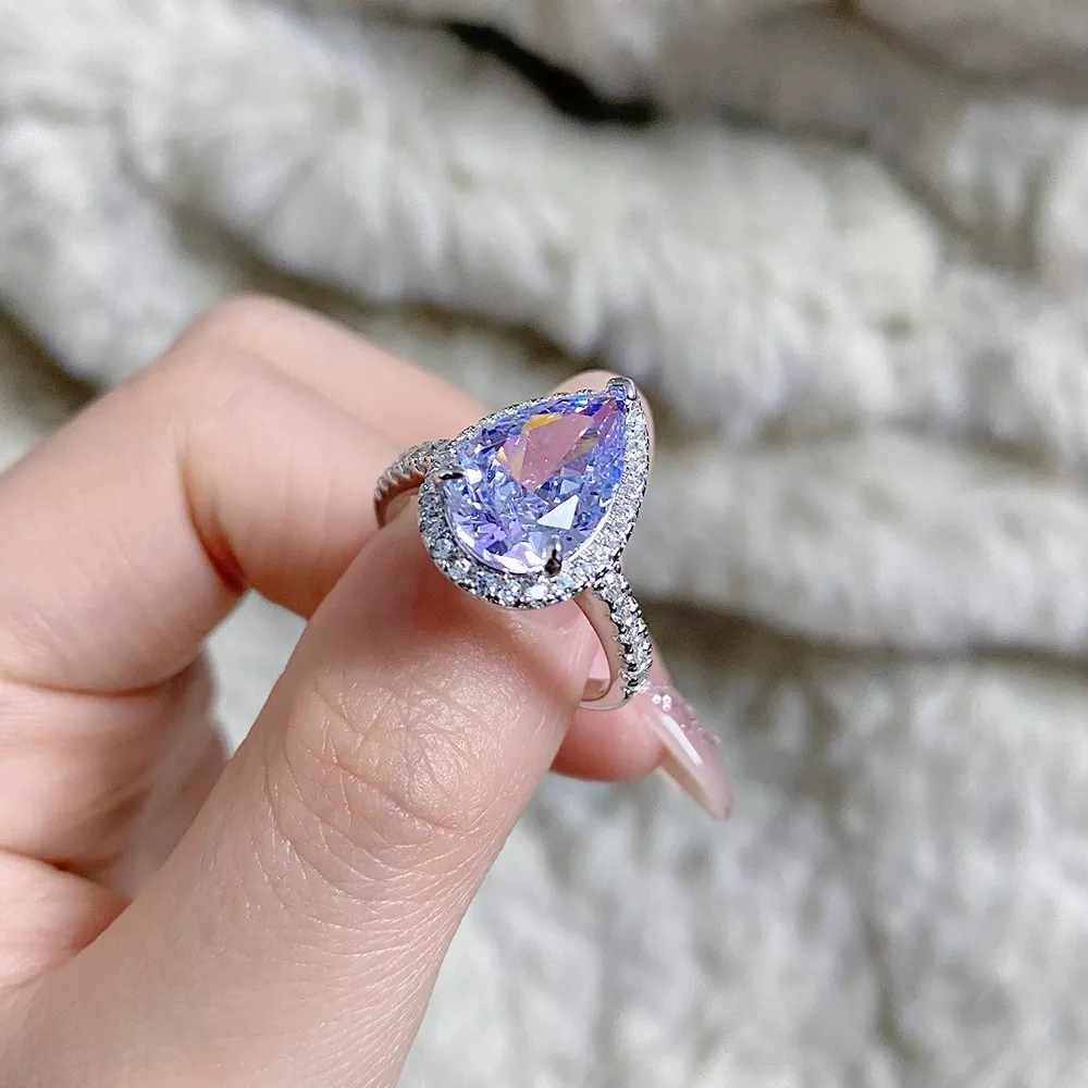 925 Sterling Silver Zircon Teardrop Ring, image 7