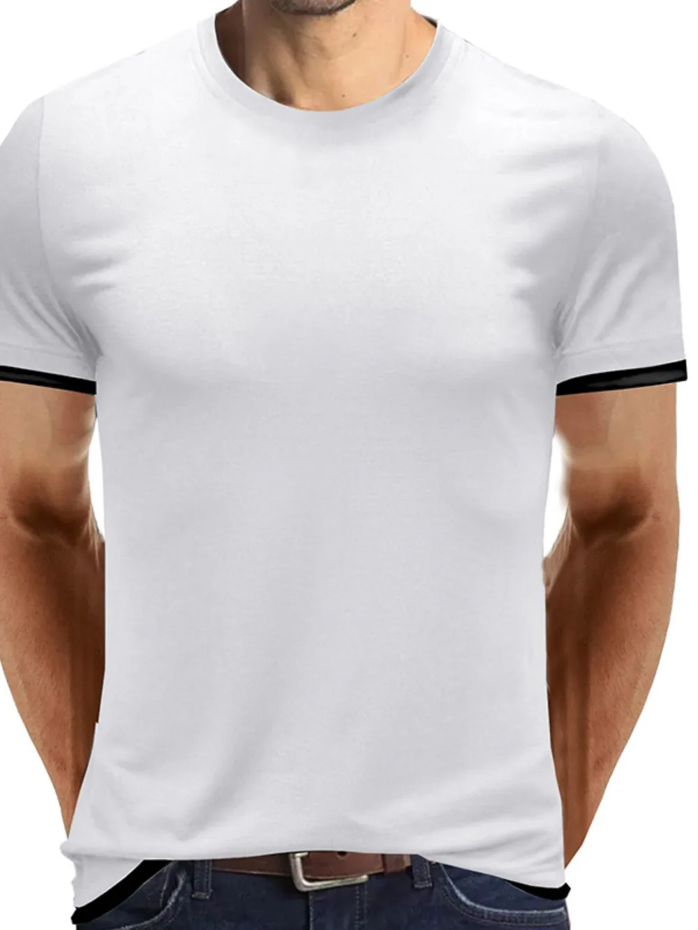 Men‘s Classic Contrast Trim Crew Neck T-Shirt, image 8