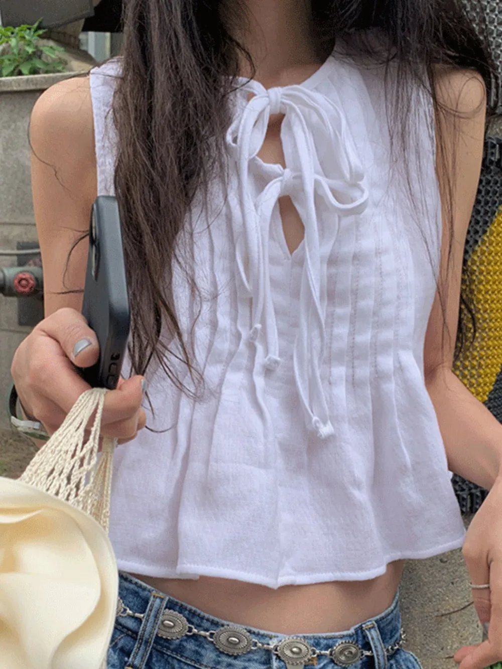 Tie-Front Sleeveless Summer Blouse, image 2