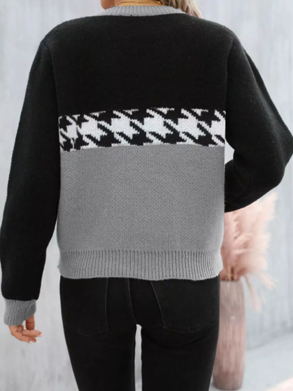 Color Block Houndstooth Sweater, image 14