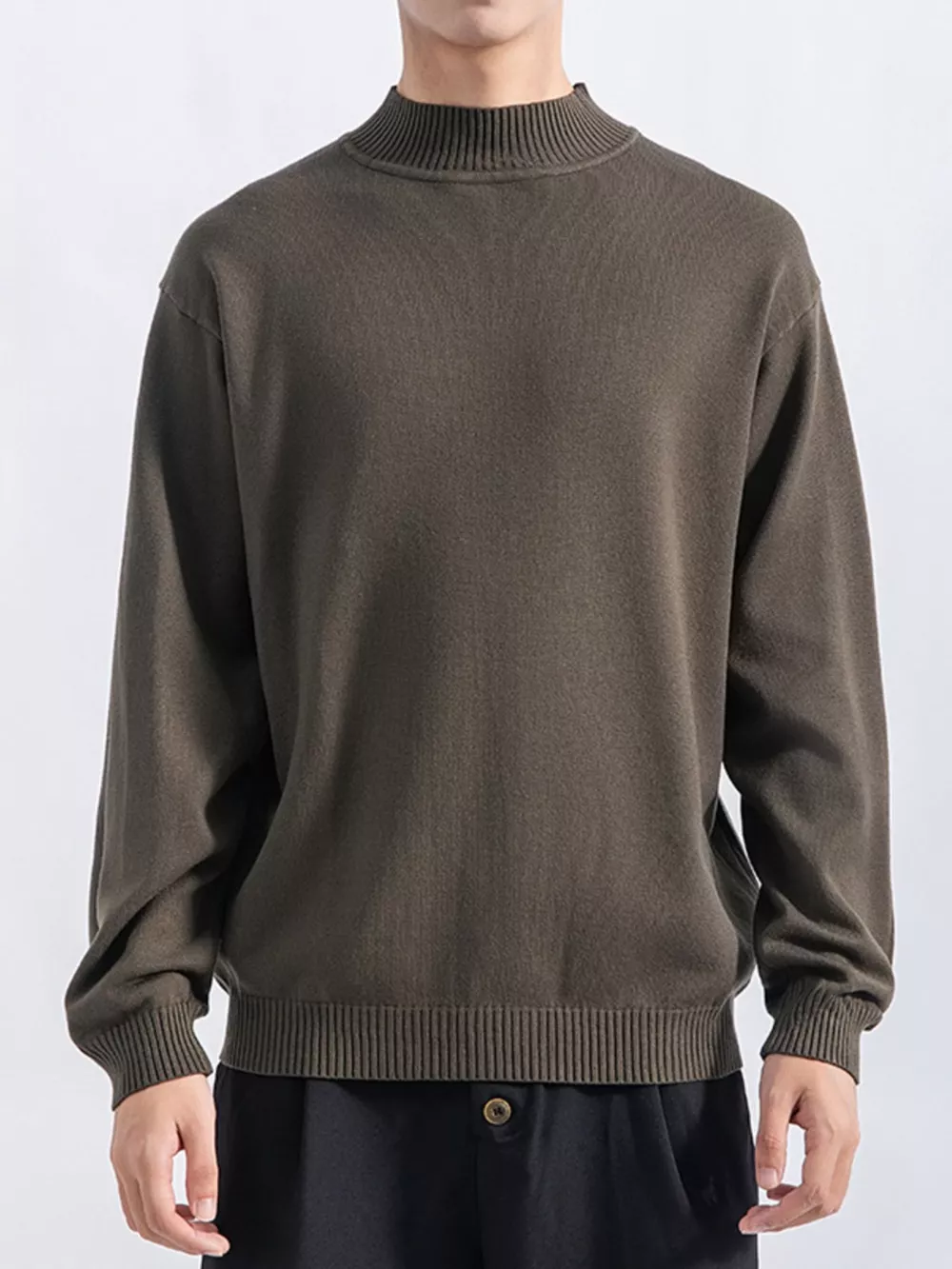Men's Plus Size Minimalist Mock Neck Sweater, image 6