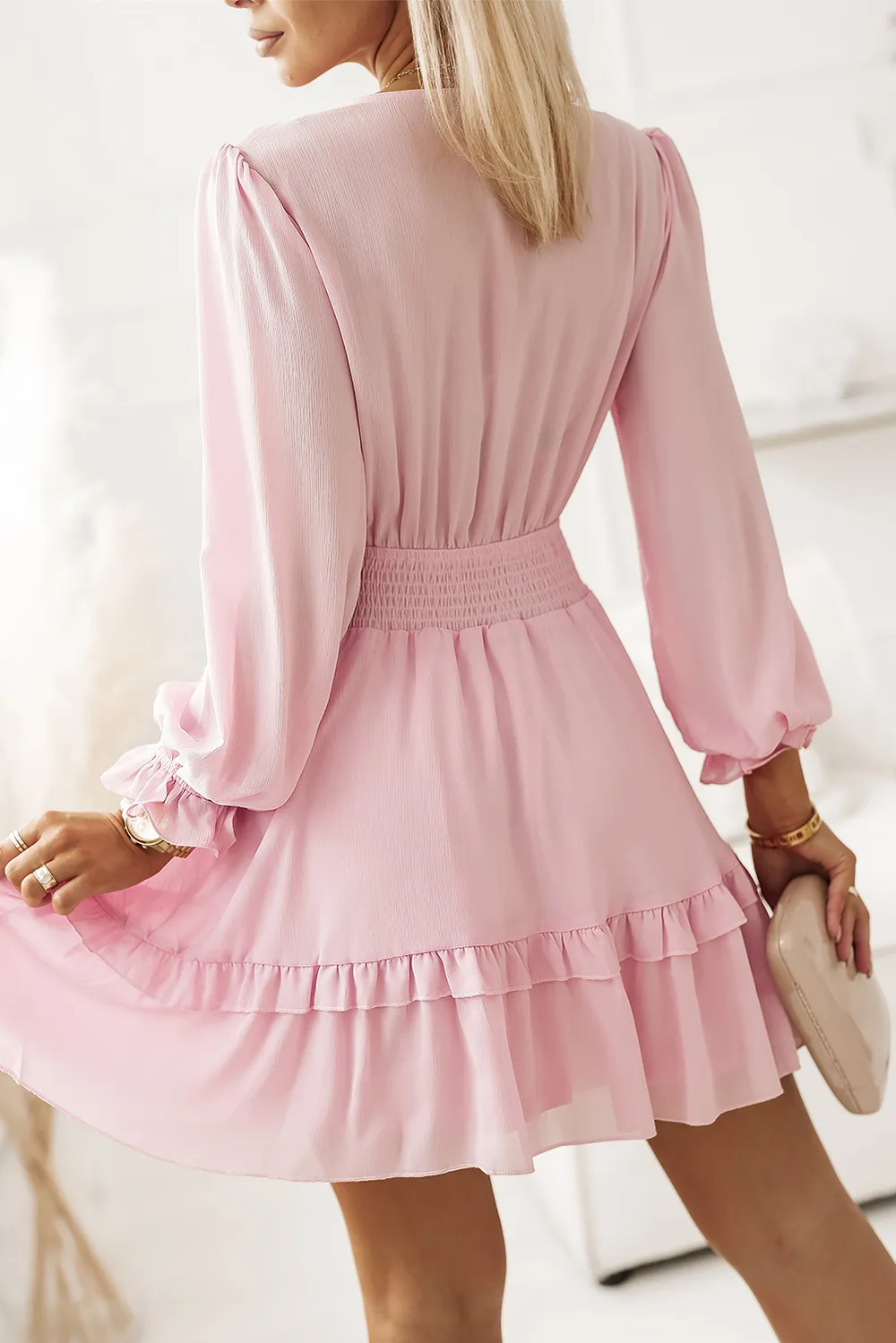 Tied Flounce Sleeve Mini Dress, image 4