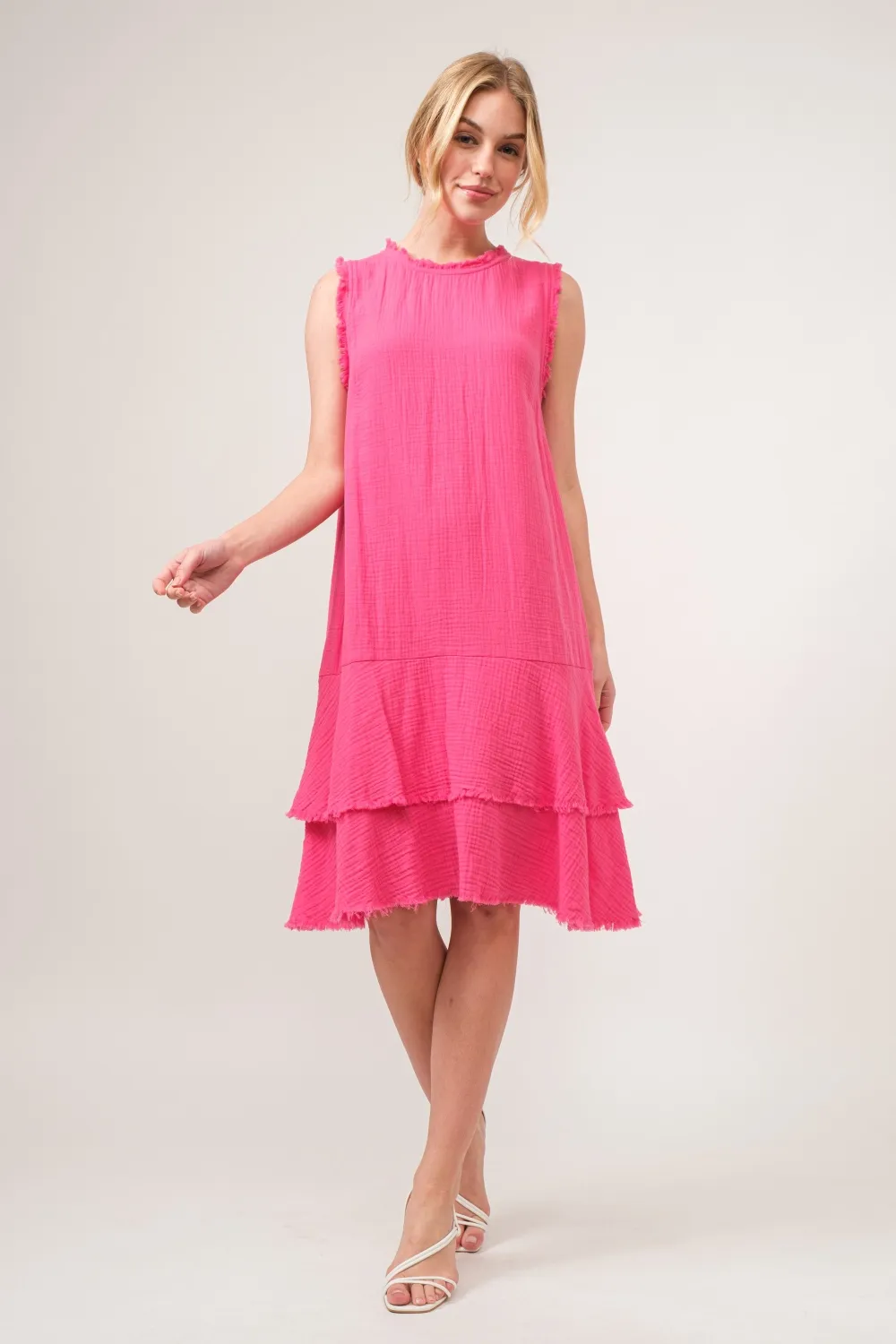 Washed Fringe Detail Tiered Dress, image 5