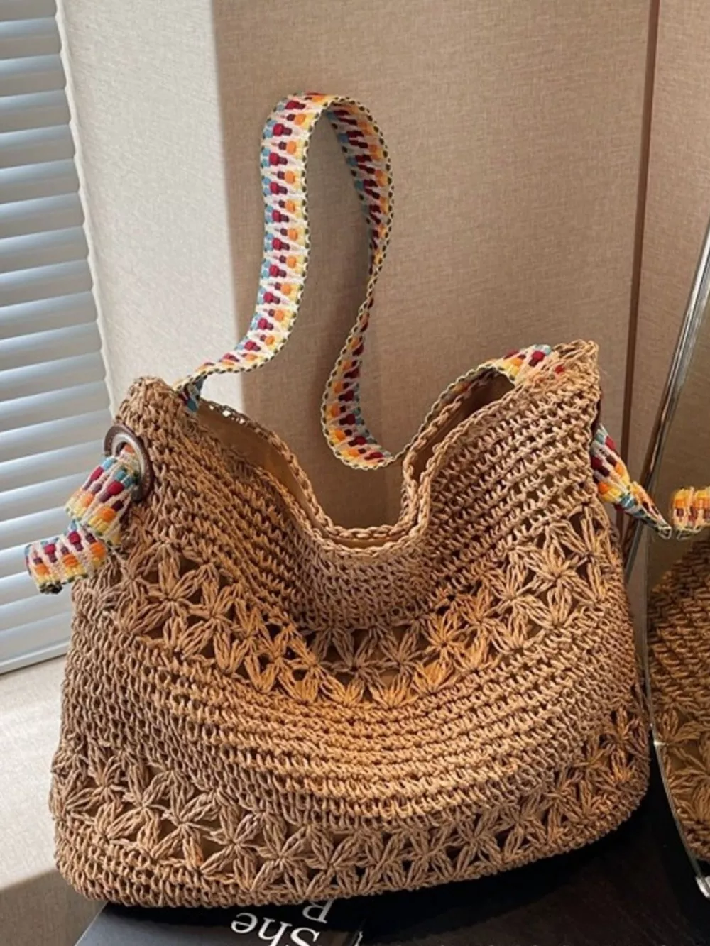 Woven Straw Shoulder Bag, image 3