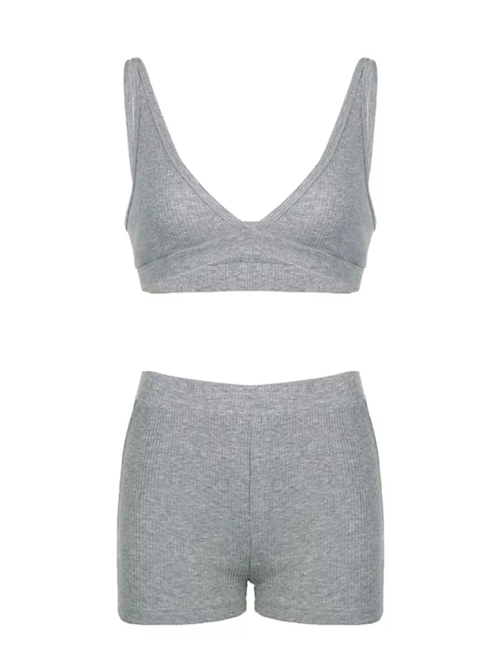 Ribbed Knit Top and Shots Set with Hoodie, image 7