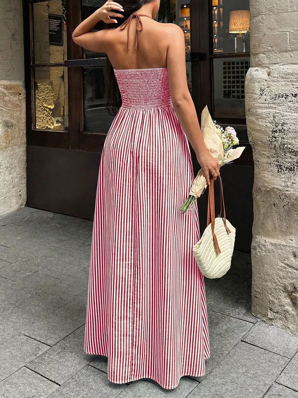 Striped Halter Neck Maxi Dress, image 11