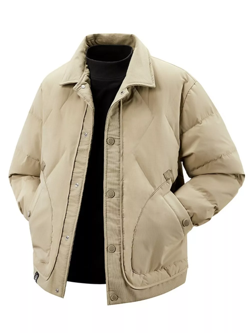 Men's Plus Size Quilted Snap-Down Padded Coat, image 5
